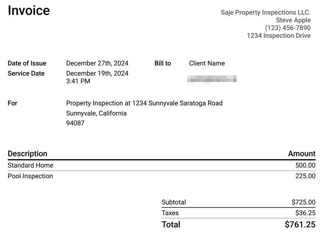 Invoice has been generated as a PDF
