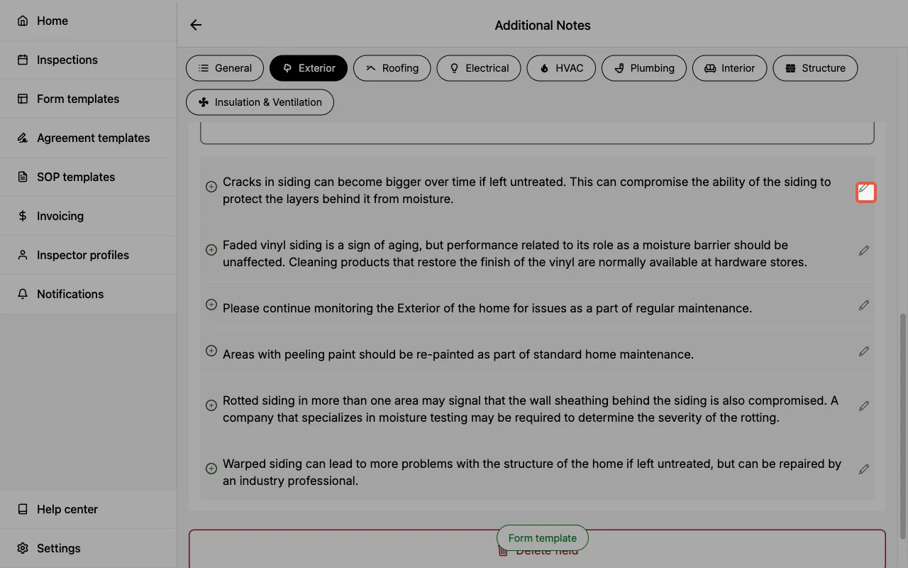 Deleting multi-line text field options in a Form Template.