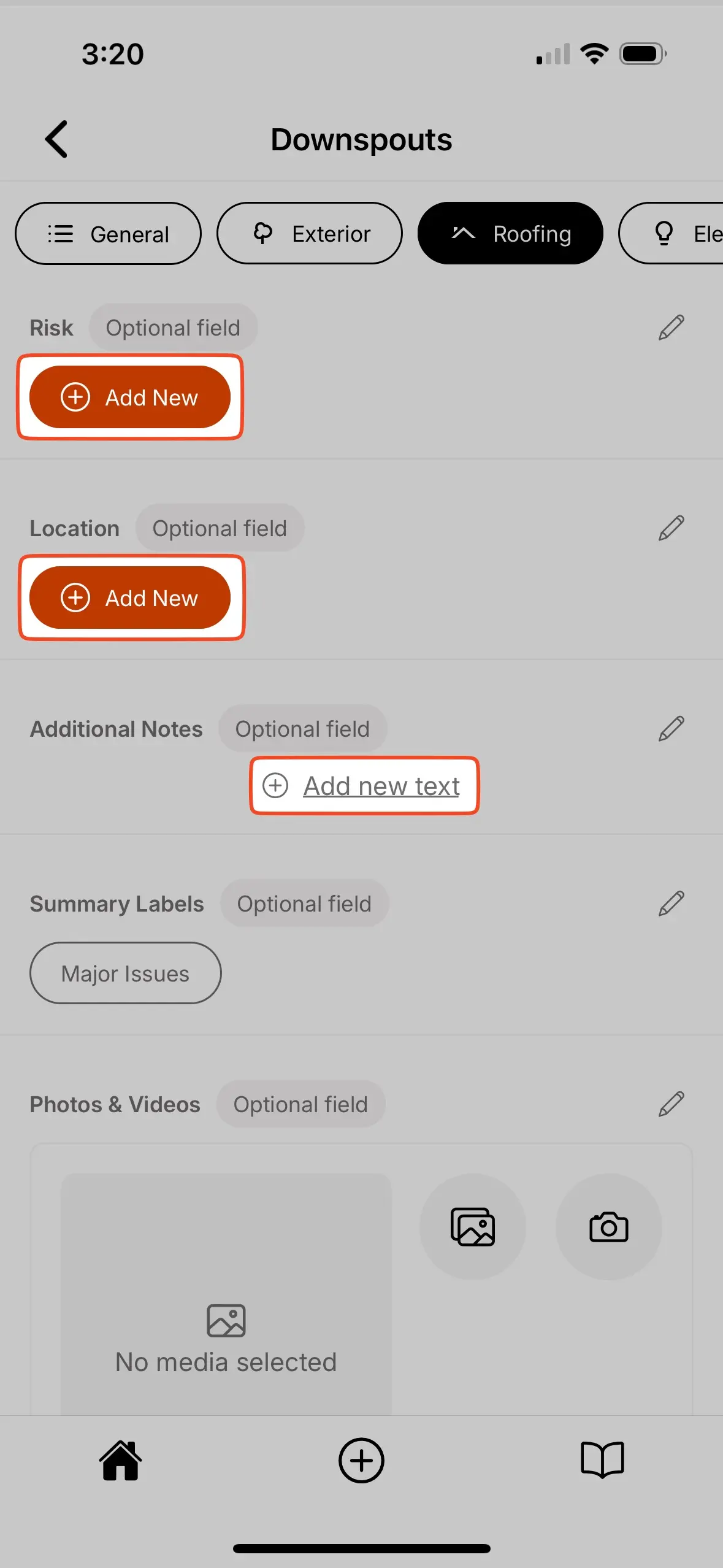 Creating new field options.