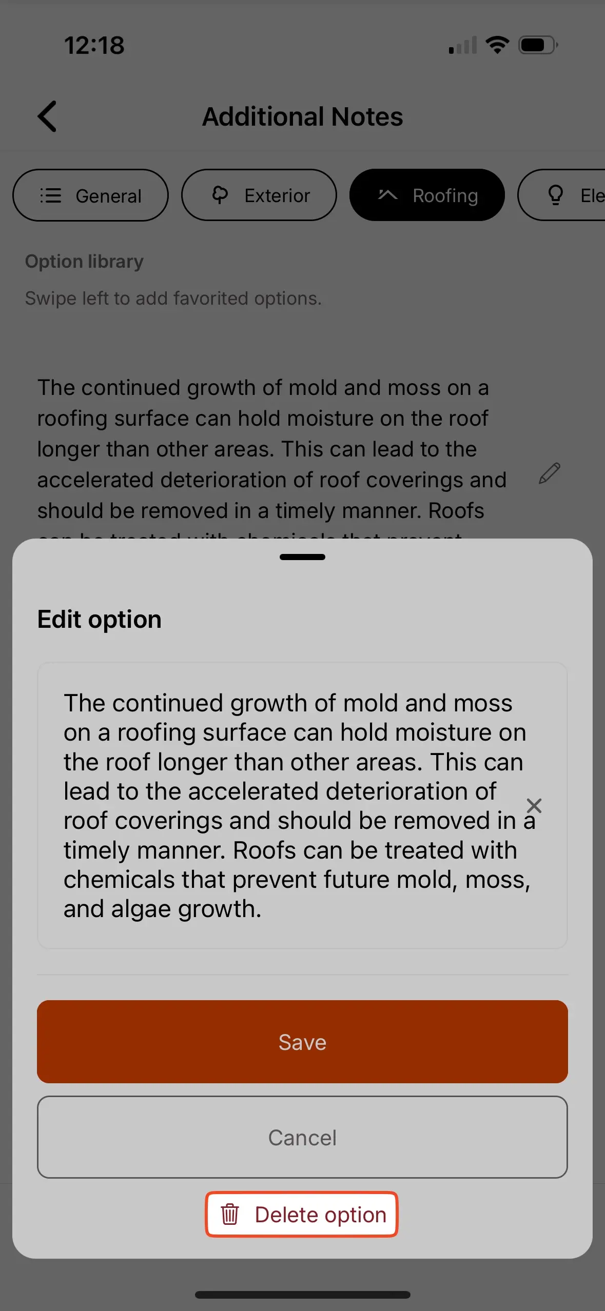 Deleting multi-line text field options.