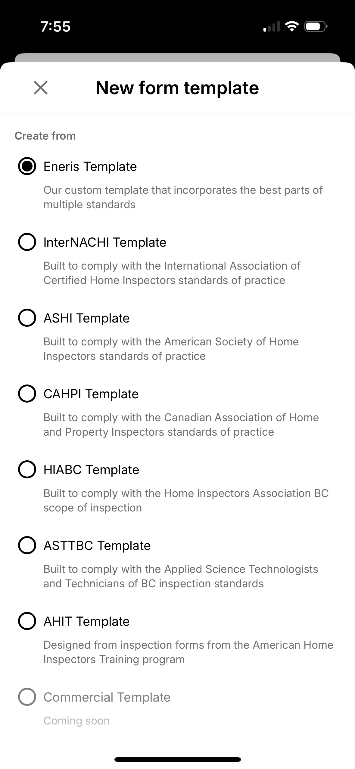 Select desired Form Template.