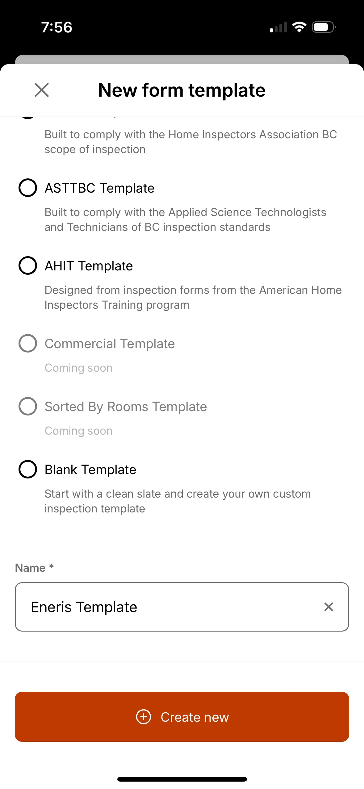 Create new Form Template.