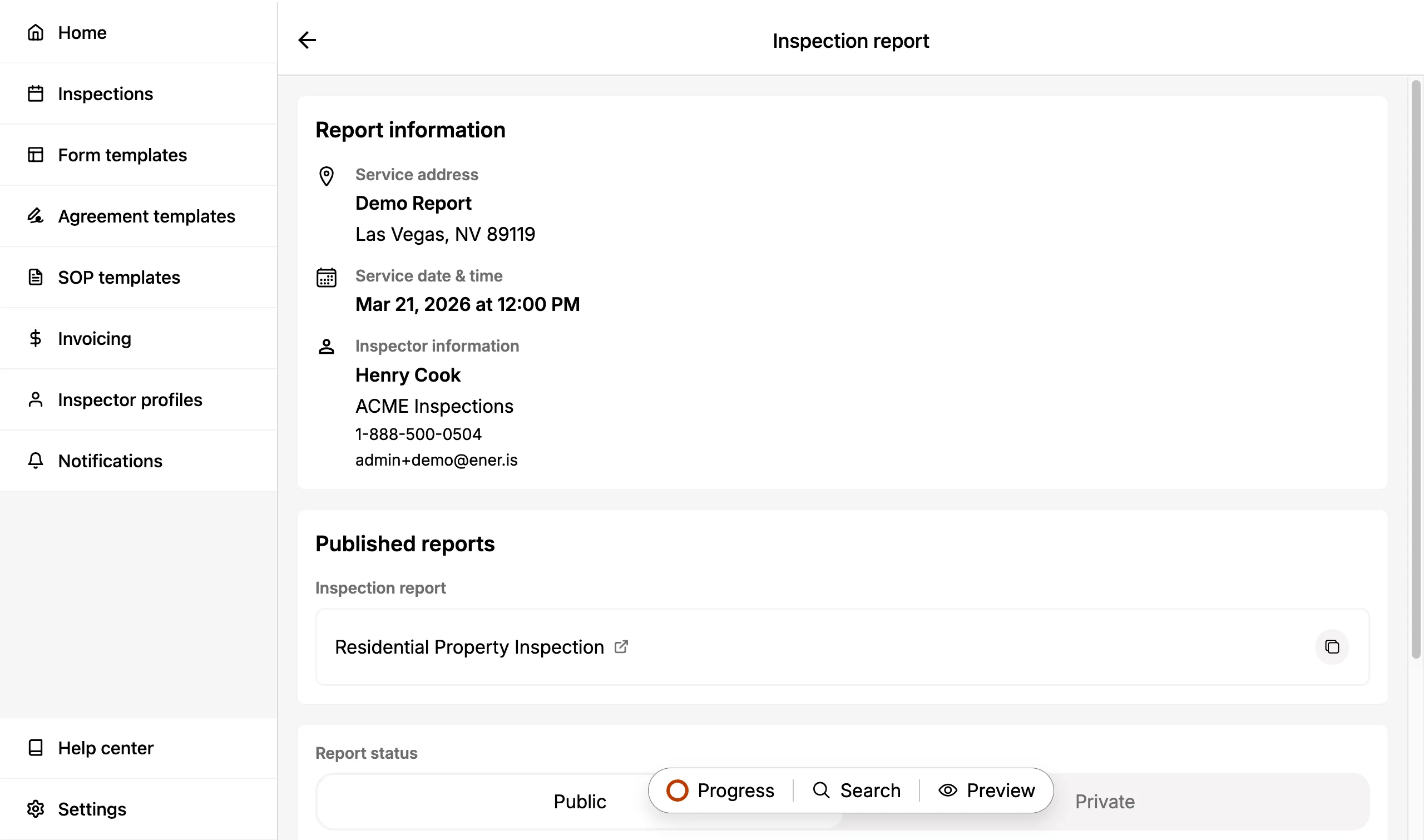 Open latest published PDF report menu.