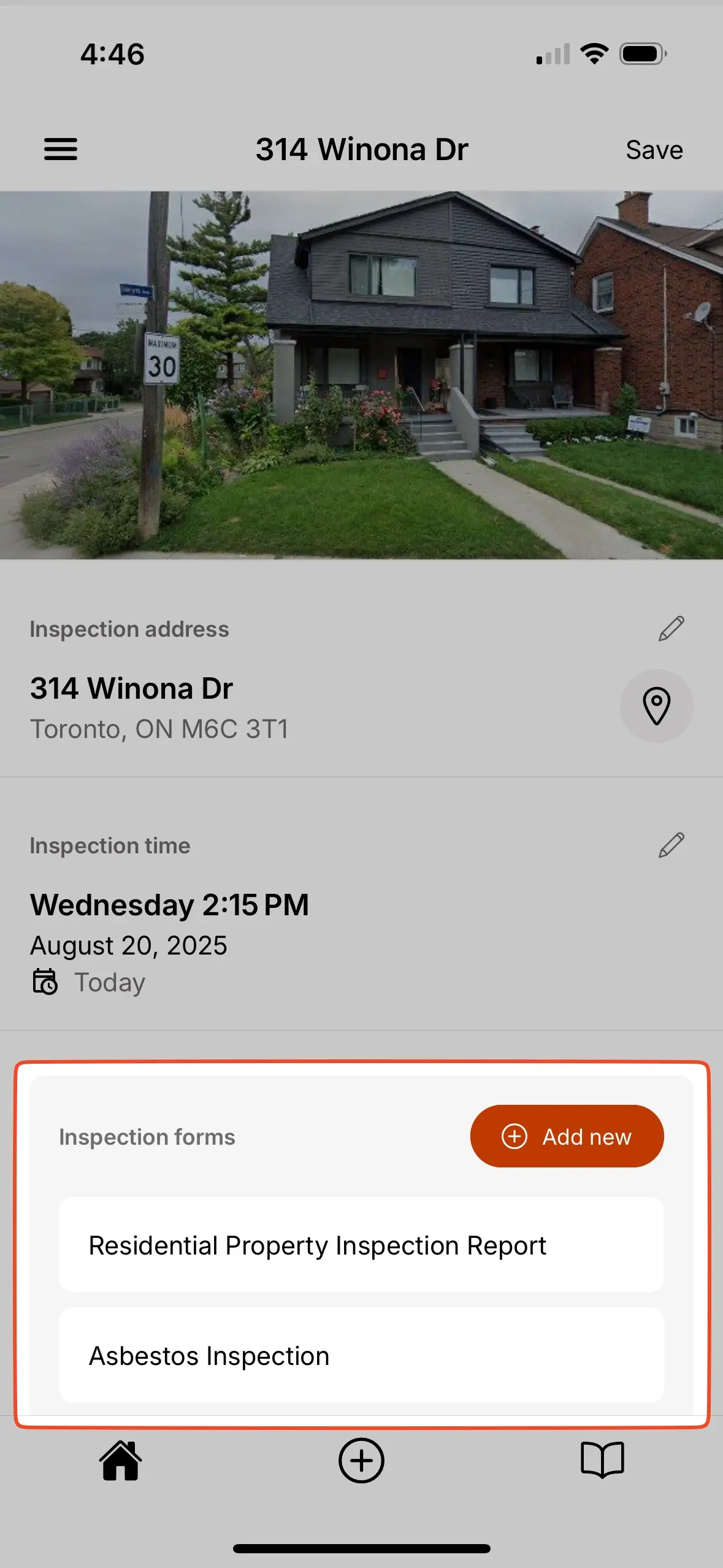 Multiple inspection Forms example.
