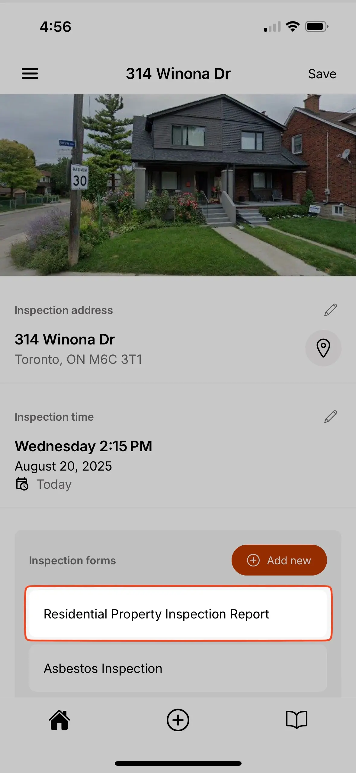 Report title in Inspection Forms section.