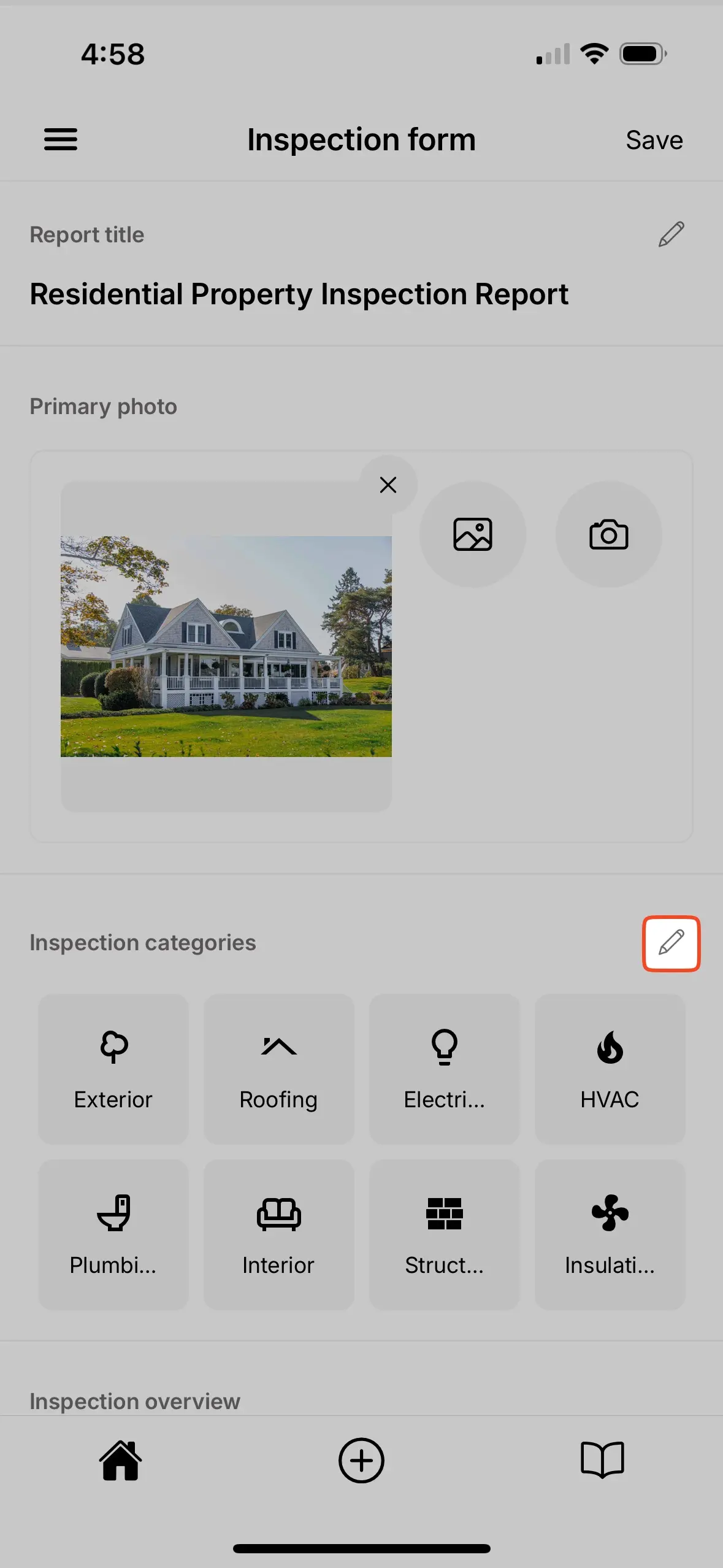 Editing Inspection Categories.