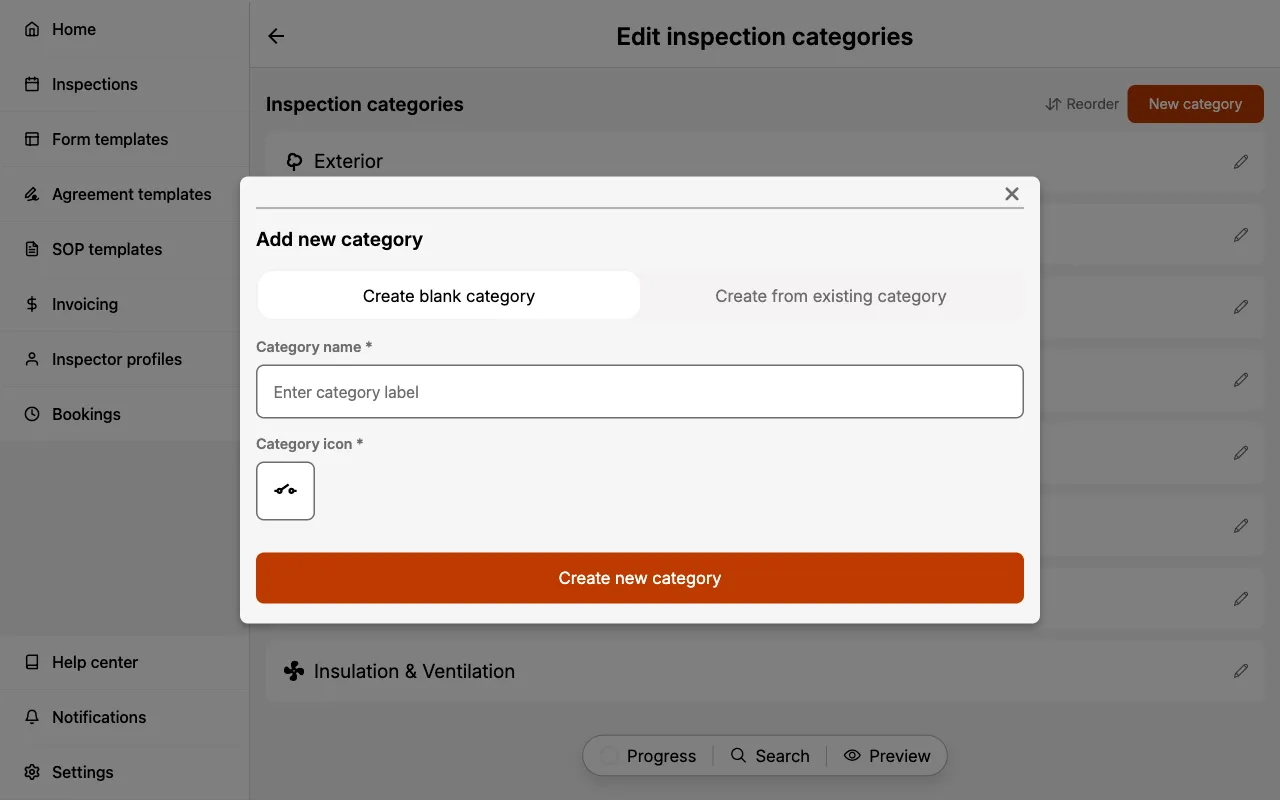 Adding new Inspection Categories.