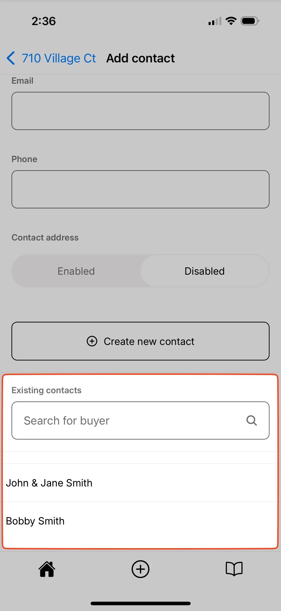 Add pre-existing contact details.