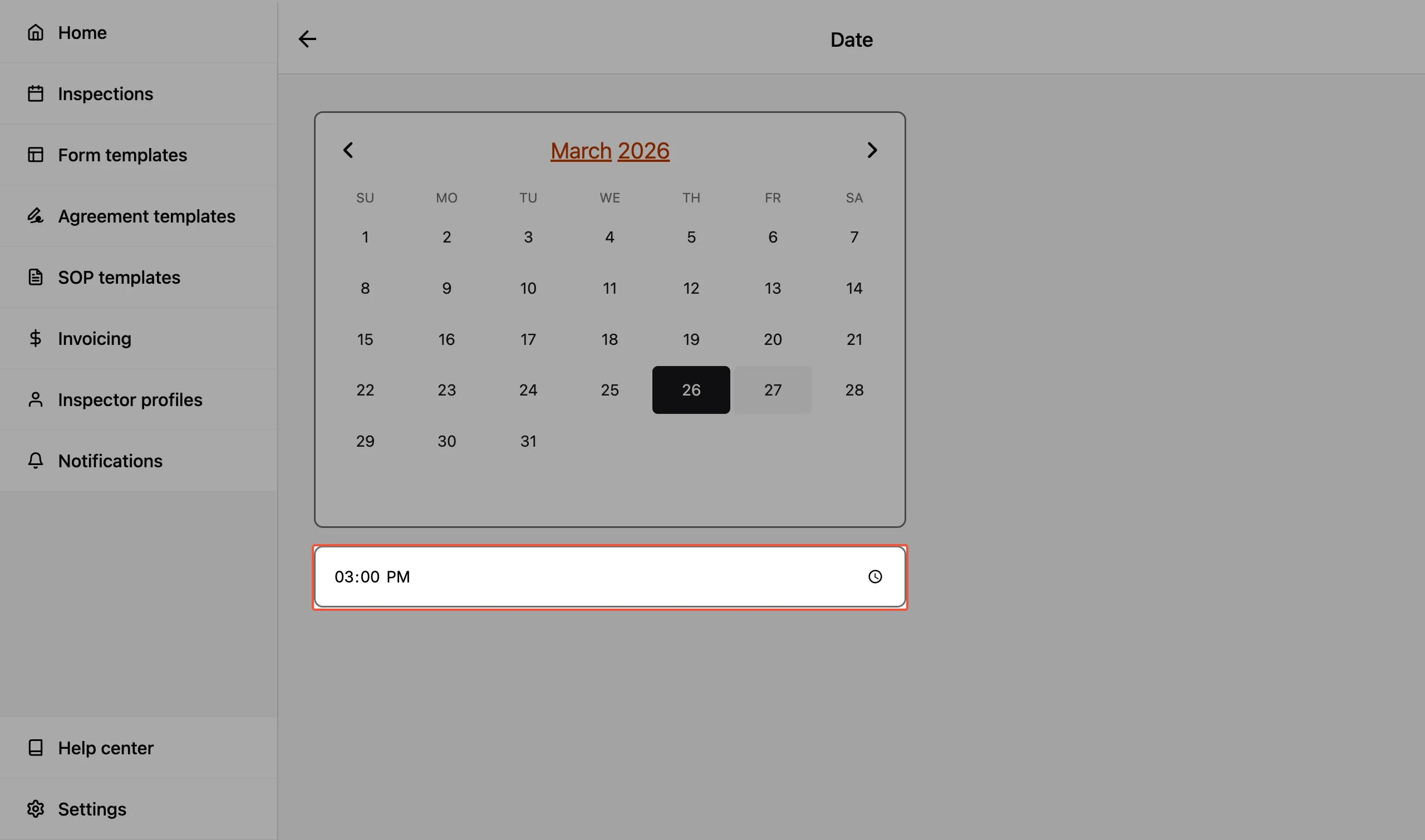 Update inspection date and time.