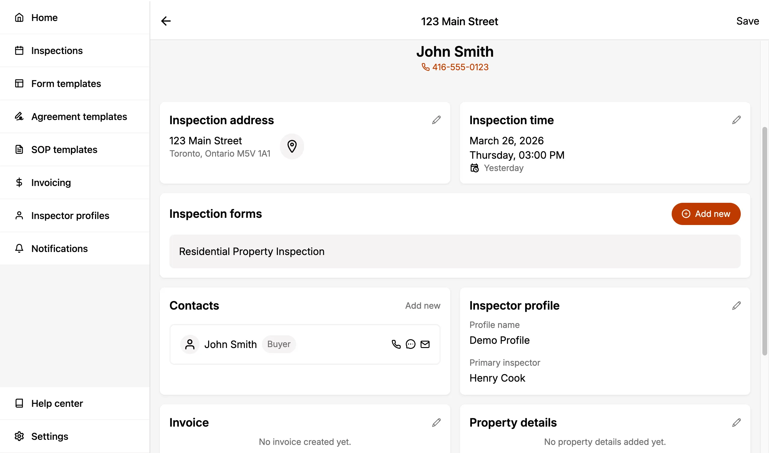 Add multiple Inspection Forms to an Inspection.