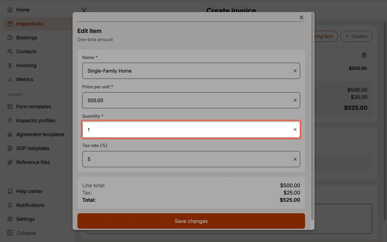 Adjusting Pricing Item quantity.
