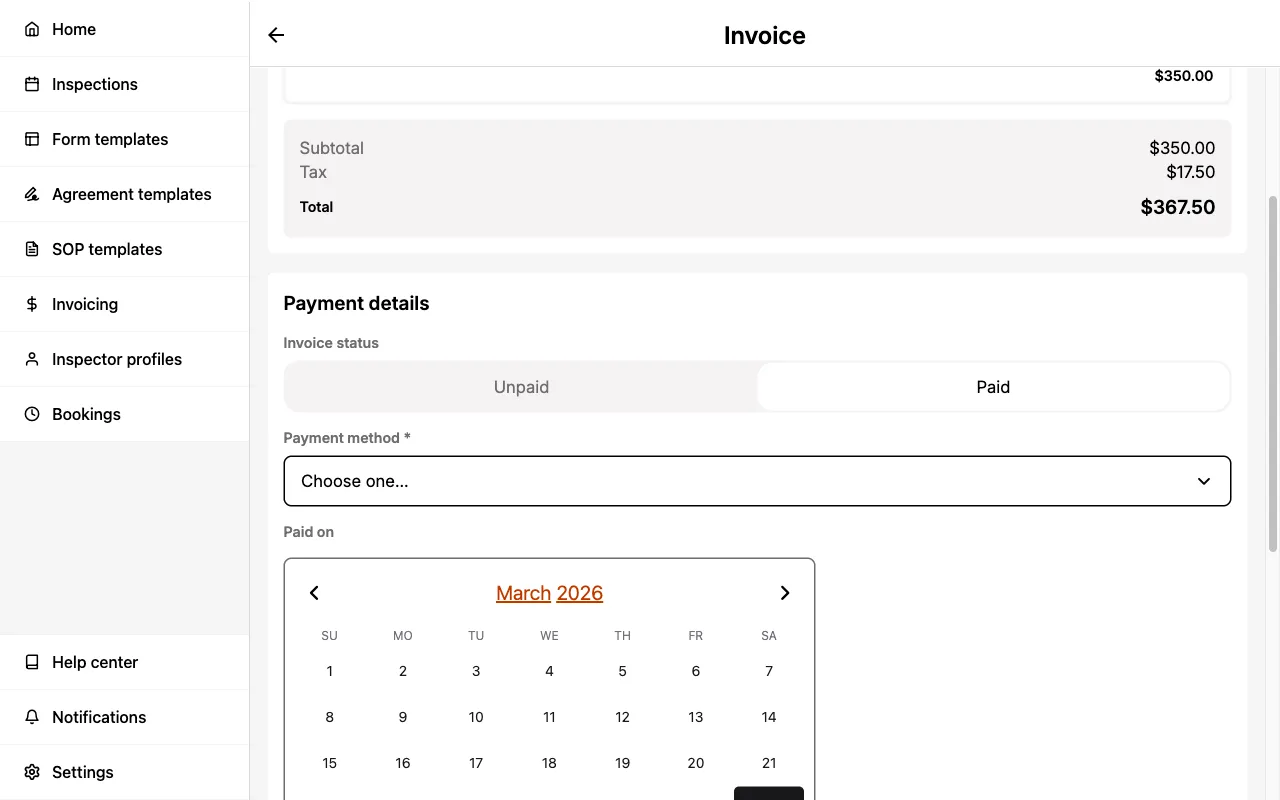 Recording a payment on an Invoice.