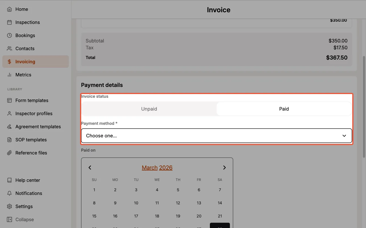 Recording a payment on an Invoice.