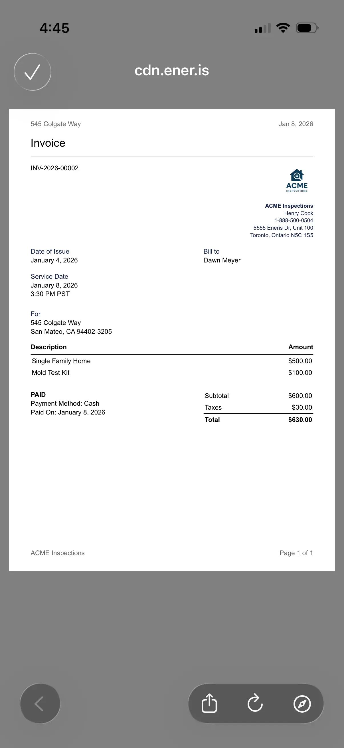 Generate and download the Invoice PDF.