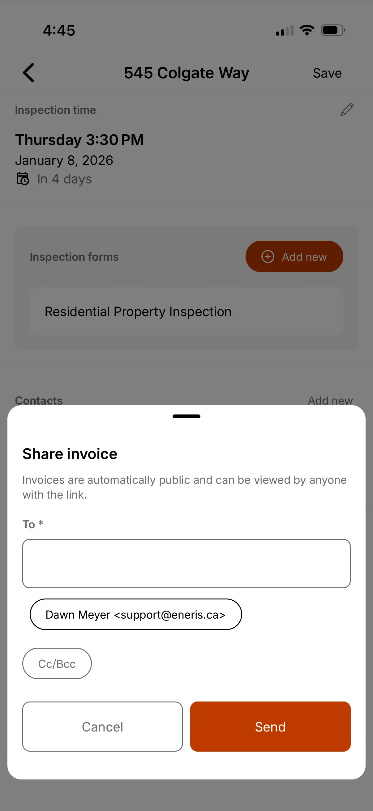 Share the invoice via email.