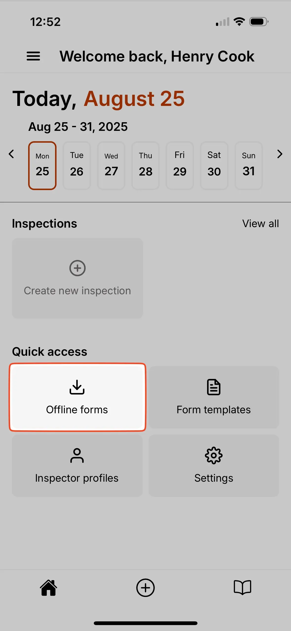 Accessing Offline Forms through quick access.
