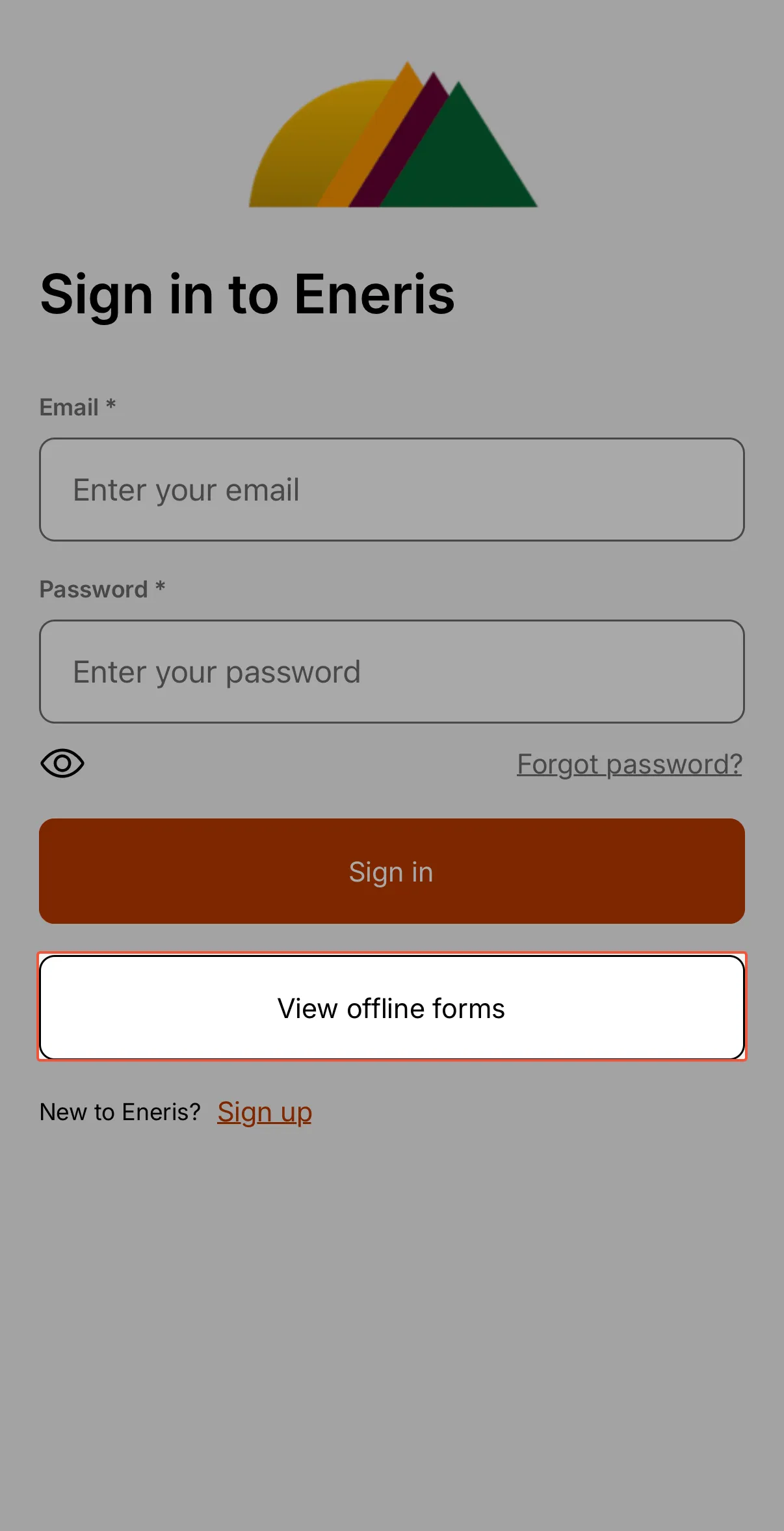 View Offline Forms button on sign-in screen.