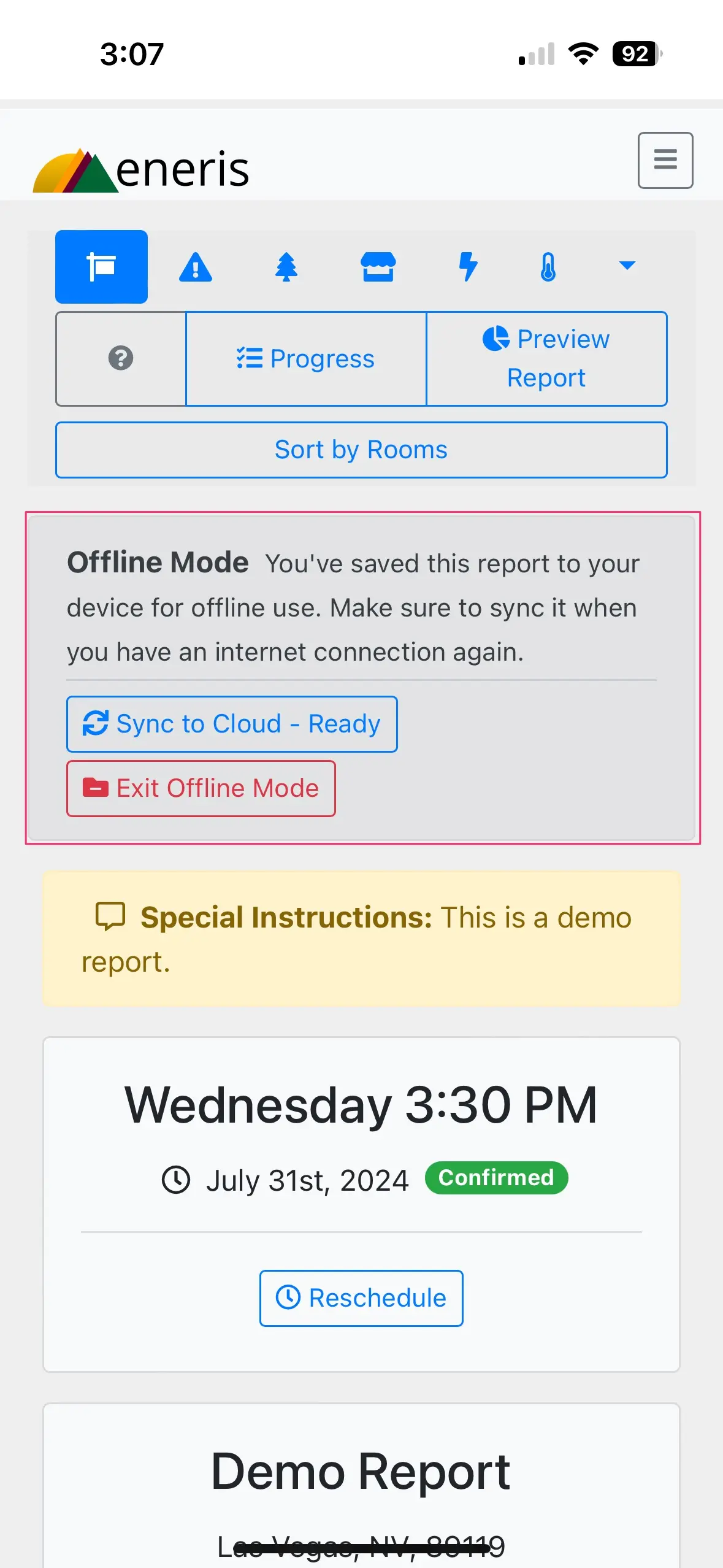 Offline mode enabled notification