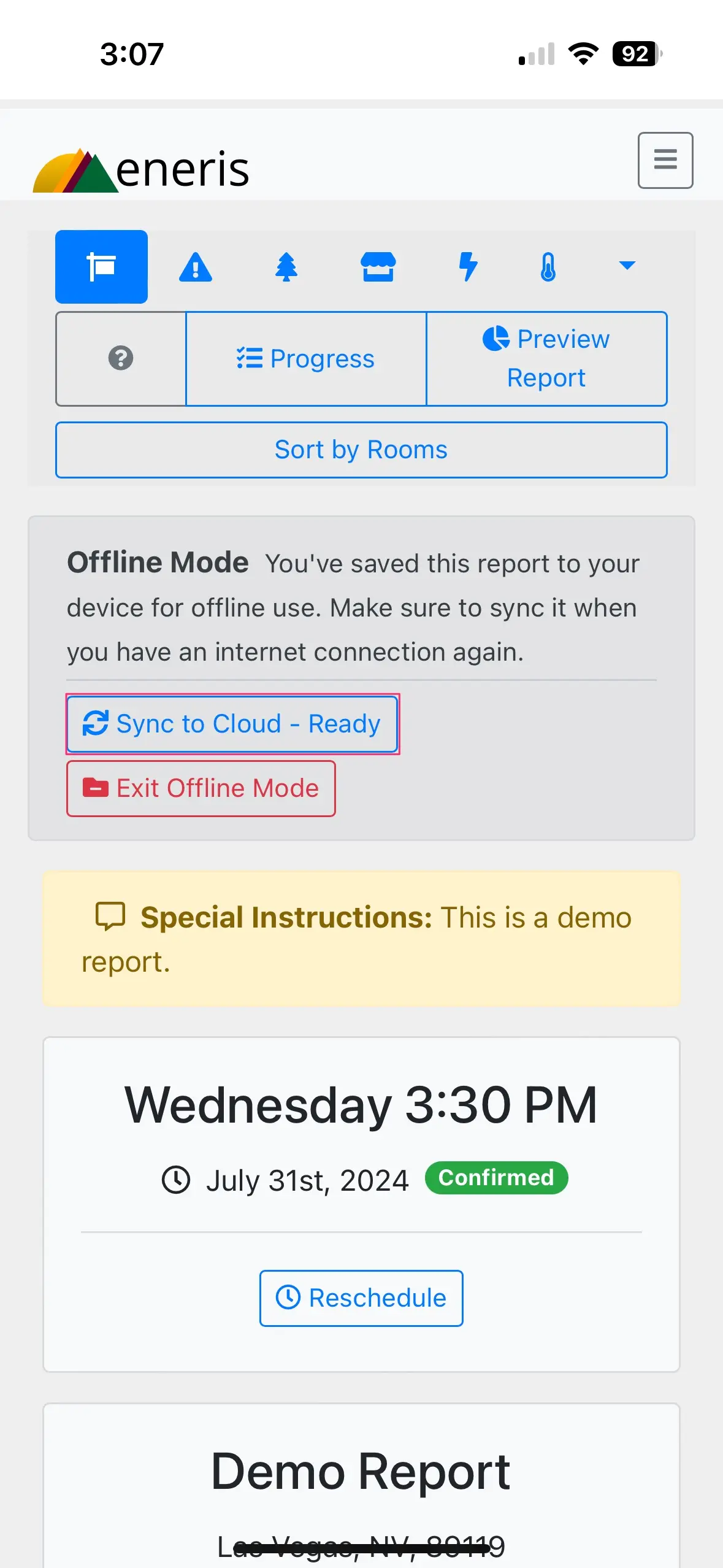 Button indicating syncing to cloud is available