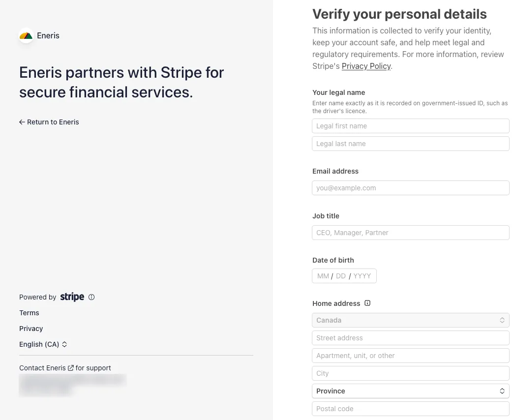 Verify your personal details in Stripe.
