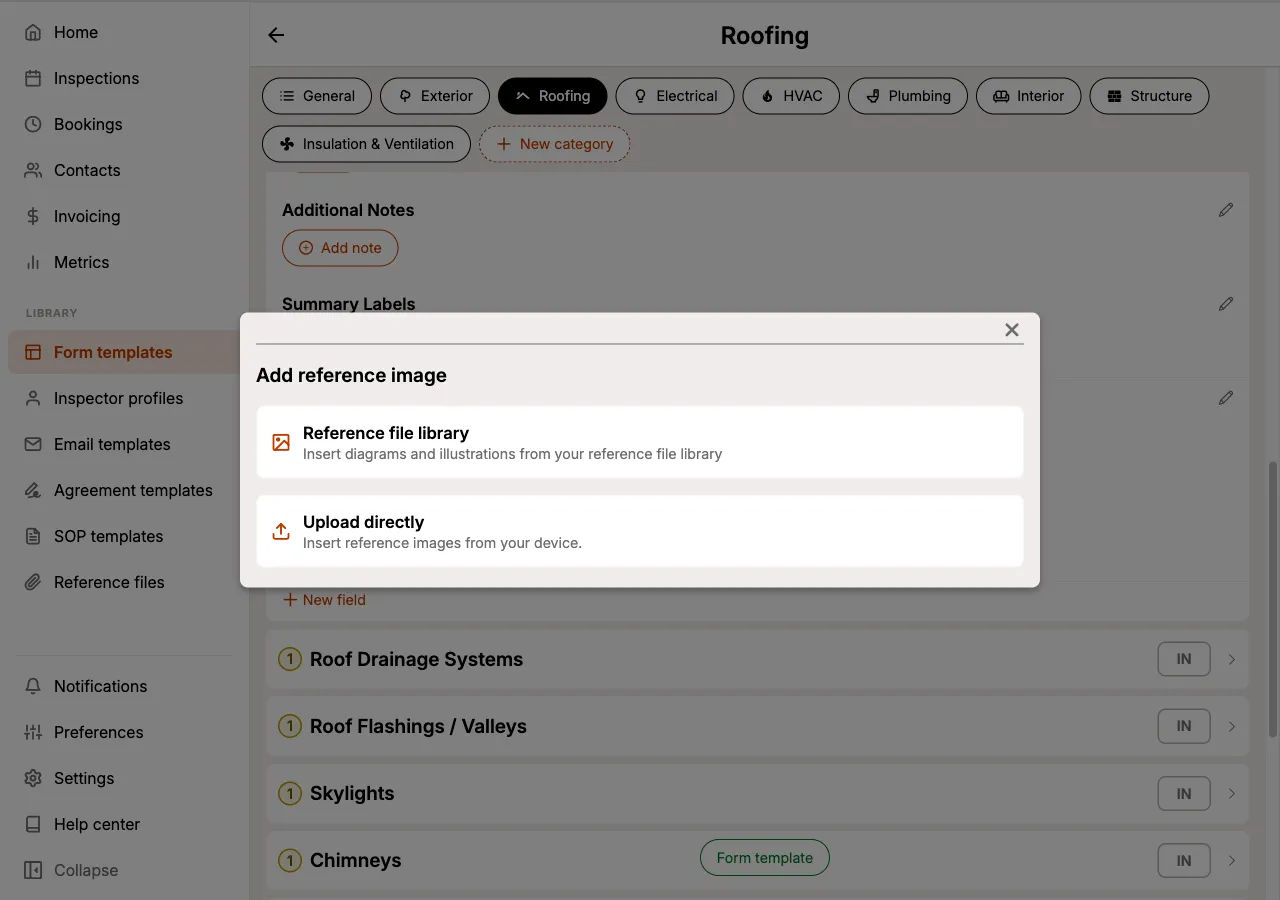 The Add reference image menu offering Reference file library and Upload directly.