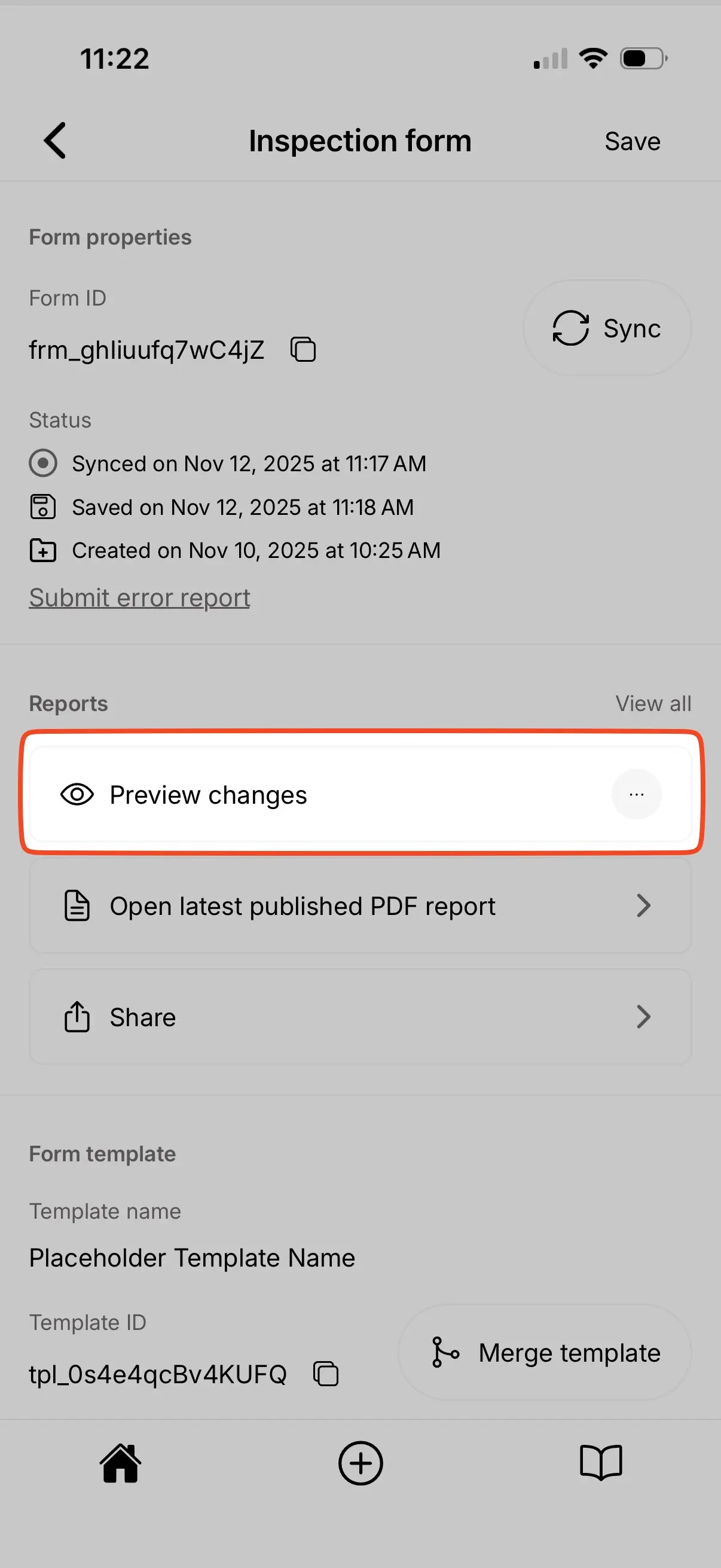 Preview changes button.