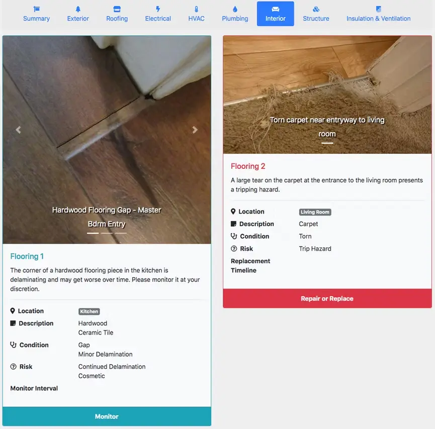 Room-by-room web report example