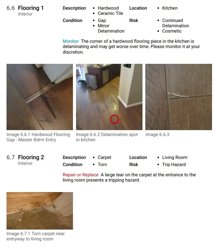 Room-by-room PDF report example