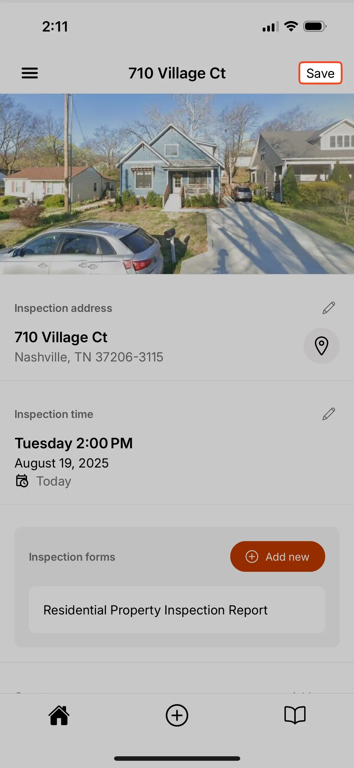 Manual save button on the main Inspection page.