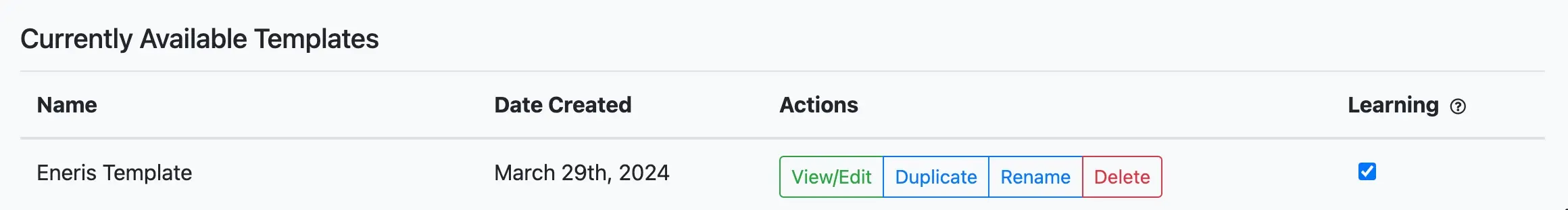 View/Edit button for templates