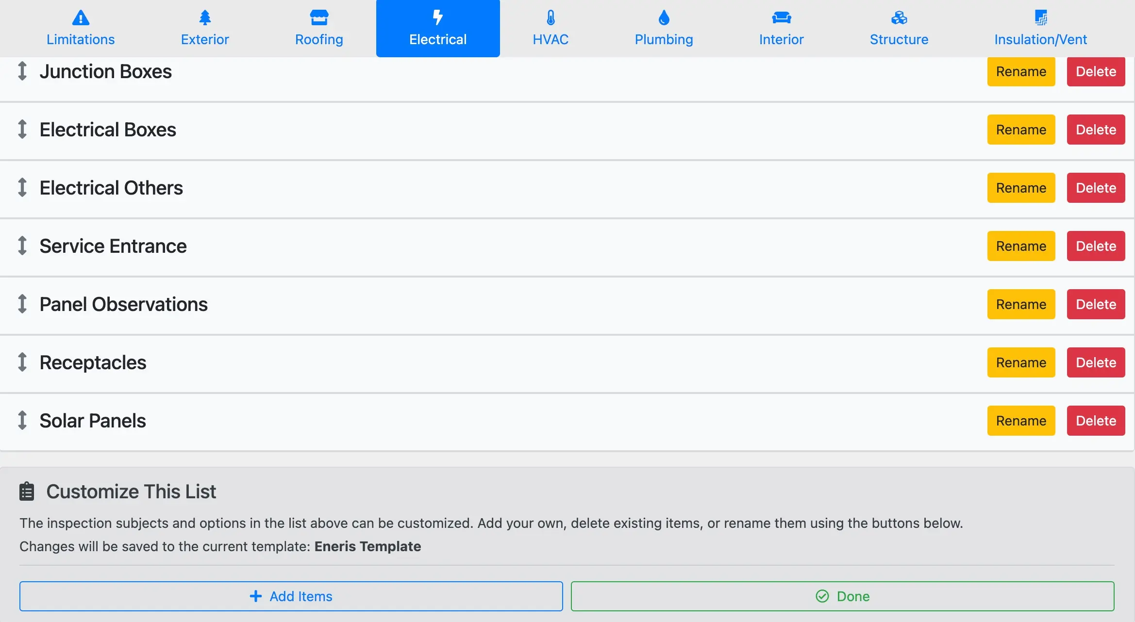 Edit/Remove button for templates